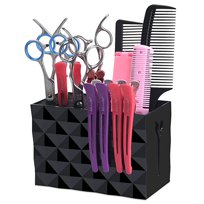 Noverlife Barber Scissors Holder, Hair Scissors Large Storage Box, Hairdressing Combs Clips Scissors Hair Desktop Organizer Box