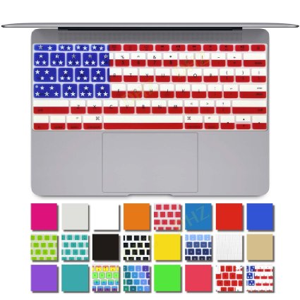 DHZ® New Macbook Keyboard Cover Silicone Skin for The 2015 Apple New Macbook Retina 12 Inch (USA American Flag)