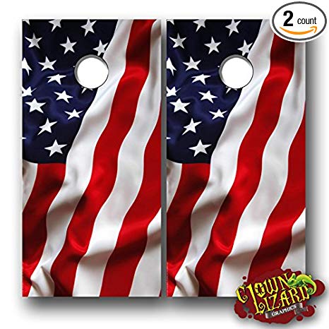 CL0069 American Flag CORNHOLE LAMINATED DECAL WRAP SET Decals Board Boards Vinyl Sticker Stickers Bean Bag Game Wraps Vinyl Graphic Image Corn Hole Patriotic USA