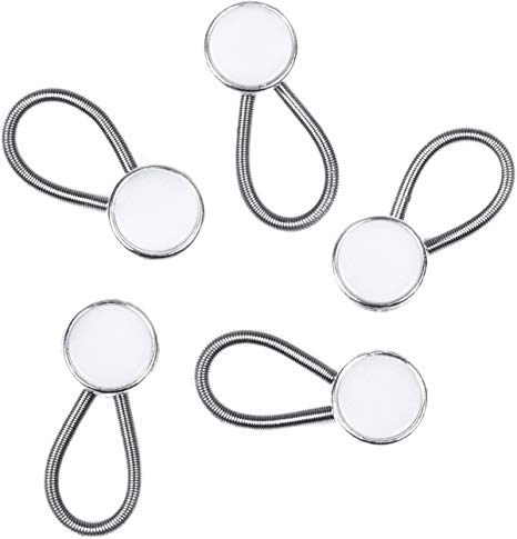 Comfy Clothiers Collar Extender 5-pack - White Metal/Elastic Button Extenders for Dress Shirts