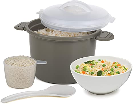 Progressive International Set Microwave Rice Cooker, 4 Piece, Gray