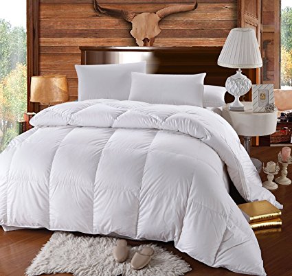 Royal Hotel's 500-Thread-Count Queen Size Goose Down Alternative Comforter 100 percent Cotton 500 TC - 750FP - 70Oz - Solid White