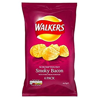 Walkers Smoky Bacon Crisps 25g x - 6 per pack