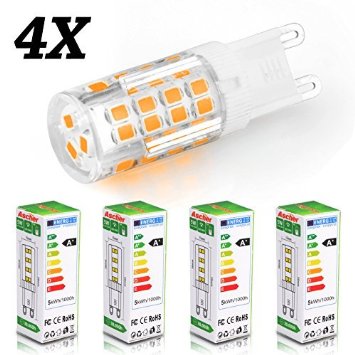 Ascher 4 Packs G9 Led Bulbs 5W 51 SMD 2835 Led Energy Saving Bulbs With Super Bright Warm White led lampsEquivalent to 30W Halogen BulbAC 220-240V360 Beam Angle
