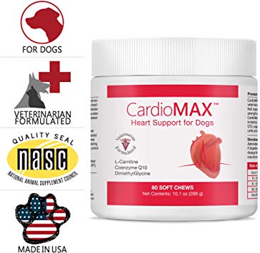 Pet Health Solutions CardioMAX Heart Support Supplement for Dogs - L-Taurine, L-Carnitine, EPA and DHA, Coenzyme Q10 - Aids Circulatory Strength, Heart Muscle Function - Made in USA - 60 Soft Chews