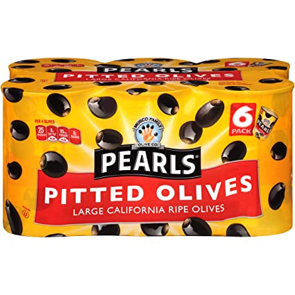 Pearls, Ripe Pitted, Large Black Olives, 6 oz, 6-Cans