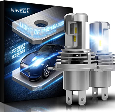 NINEO Wireless H4 LED Headlight Bulbs w/Mini Design | 100% Direct Insertion | 9003 All-in-One Conversion Kit ZES Chips 10000LM 6500K Cool White