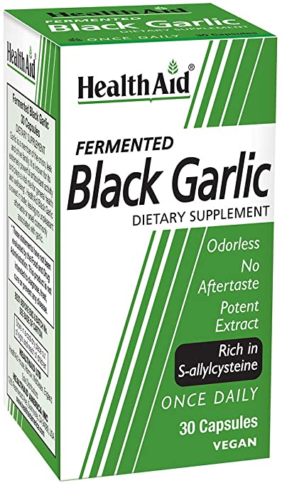 HEALTHAID Black Garlic, 30 CT, Once Daily, Odorless, No Aftertaste, Potent Extract, Rich in S-allylcysteine, Vegan