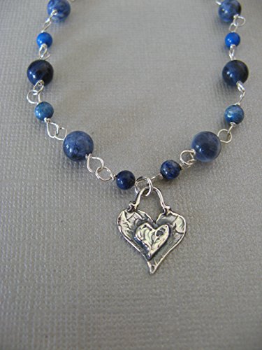 Sodalite & Lapis Sterling Silver Heart Necklace