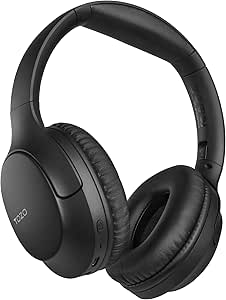 TOZO HA1 Bluetooth 5.4 Headphones, ENC Call Noise Cancelling with Mic Over Ear Wireless Headset Foldable with 70H Playback, Stereo Bass, EQ Modes via Button & APP for Travel Home Black