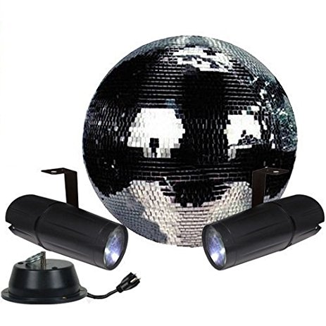 12" Disco Mirror Ball Complete Party Kit with 2 LED Pinspots and Motor - Adkins Professional Lighting