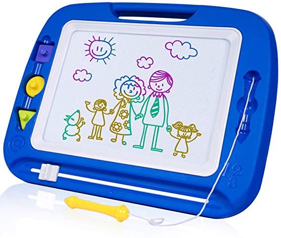 SGILE Large Magnetic Drawing Board - 4 Colors 41.5×32.5cm Doodle Pad with Stamps, Gift for Toddlers