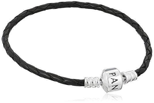 Pandora 590705CBK-S2 7.5 Inch Single Black Braided Leather Bracelet
