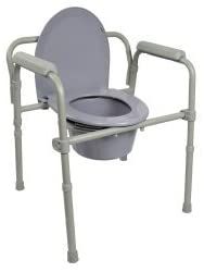 McKesson Folding Commode Chair Fixed Arm Steel Back Bar Up to 350 lbs