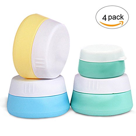 HAL Silicone Cosmetic Containers with Sealed Lids Pack of 4, 20ml and 10ml Assorted - BPA Free, Great for Travel, Home and Outdoor