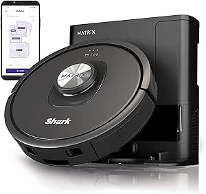 Shark RV2310AE Matrix Self-Emptying Robot Vacuum, Bagless, 45-Day Capacity, Self-Cleaning Brushroll for Pet Hair, No Spots Missed on Carpets & Hard Floors, Precision Mapping, Wi-Fi, Black (Renewed)