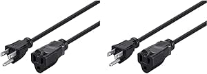 Monoprice Power Extension Cords - 6ft 16AWG and 2ft 16AWG, Black