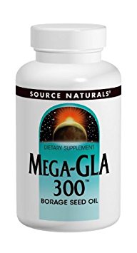 Source Naturals Mega-GLA 300 Borage Seed Oil Hexane-Free, Nature’s Essential Fatty Acids, 120 Softgels