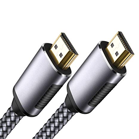 HDMI Cable, Fisiy 4K HDMI 2.0 High Speed 6.6FT Nylon Braided Cord Gold Plated Connectors - Video 4K Ultra HD 2160p, 18Gbps, 3D, ARC, Ethernet - Compatible with Xbox Playstation PS3 PS4 Apple TV - Grey