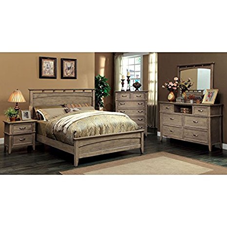 Loreta Transitional Style Bleach Oak Finish Eastern King Size 6-Piece Bedroom Set