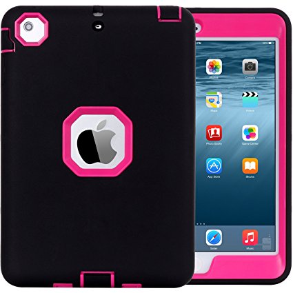 iPad Mini Case, iPad Mini 2 Case, iPad Mini 3 Case, BENTOBEN Shockproof Hybrid Three Layer PC and Silicone Anti Slip Scratch-Resistant Durable Protective Case for iPad Mini 1/2/3 Retina, Red & Black