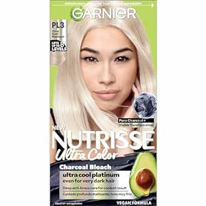 Garnier Hair Color Nutrisse Ultra Color Nourishing Crème, PL3 Charcoal Bleach (Cool Platinum), Permanent Hair Dye, 1 Count (Packaging May Vary)