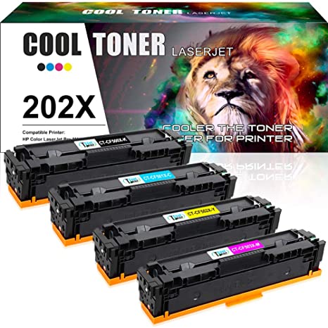 Cool Toner Compatible Toner Cartridge Replacement for HP 202X 202A CF500A CF500X for HP Laserjet Pro MFP M281fdw M254dw M281cdw M254dn M254nw M281fdn M280nw Printer (Black Cyan Yellow Magenta 4-Pack)