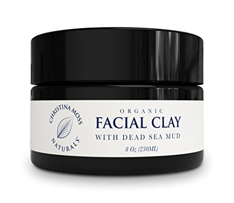 Facial Clay Dead Sea Mud Mask Organic and 100% Natural Face Mask. Original Formula. No Harmful Toxic Chemicals Or Ingredients. Vegan, Cruelty Free. By Christina Moss Naturals (8oz).