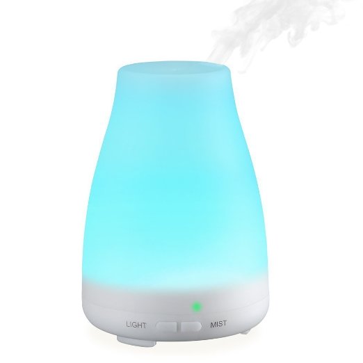 Topop Aroma Diffuser 120ml Colorful Ultrasonic Humidifier Aromatherapy Essential oil Diffuser With changing Colored LED Lights, Waterless Auto Shut-off and Adjustable Mist mode