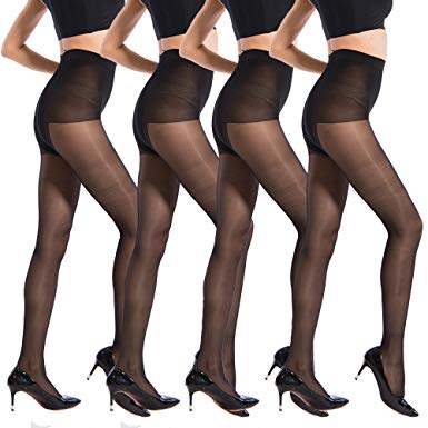 40 Denier Ultra Sheer Pantyhose for Women Control Top Silky Sheer Seamless Hosiery Tights Size 2-8