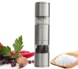 Salt Mill and Pepper Grinder 2 in 1 Set - Best Premium Grade Ceramic and Stainless Steel Materials by Vaux Essentials Easily Adjustable Grind Settings With a Sleek Yet Sturdy Design Add Perfected Chef Quality Seasoning to All of Your Culinary Creations