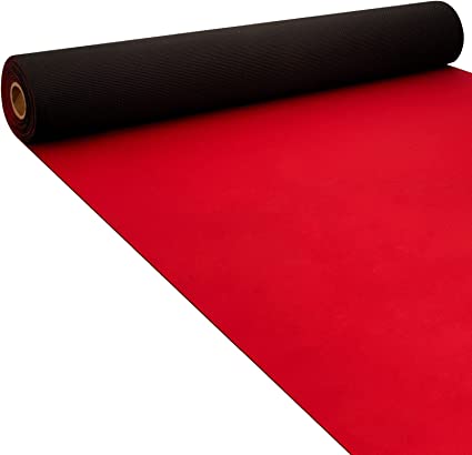 Neoprene Carpet Runner Reusable Plastic Floor Runner Non Slip Rubber Backed Runner Rugs for Hallway Aisle Runner Carpet Roll for Wedding Party Decor Prom Business Outdoor (Red, 33 x 2.3 Ft)