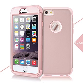 iPhone 6S Plus 6 Plus Case, WeLoveCase Defender Series Hybrid High Impact Heavy Duty Hard PC Outer Shell with Inner Soft Rubber 3 in 1 Full-body Armor Protective Case for iPhone 6S Plus 5.5" Rose Gold