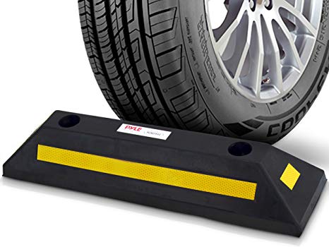 Curb  Garage Vehicle Floor Stopper  for Parking Safety  1PC Heavy Duty Rubber Parking Lot Driveway  Stopper, For Car Vans Trucks Tire Wheel Guide Block Protect  Bumper- Pyle PCRSTP11