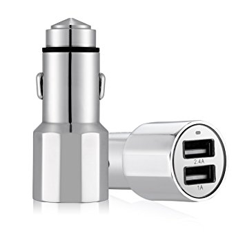 Poweradd Stainless Steel Dual-Port 3.4A Rapid USB Car Charger Cigarette Charger for iPhone, iPad, Samsung Galaxy, Nexus, BLU and More