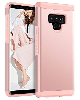 Galaxy Note 9 Case,BENTOBEN 2 in 1 Dual Layer Slim Heavy Duty Rugged Hybrid Soft TPU Bumper Hard PC Cover Shockproof Anti-Slip Protective Samsung Galaxy Note 9 Phone Case for Women and Girls,Rose Gold