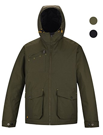 HARD LAND Men's Insulated Winter Jacket Waterproof Windproof Coat Outdoor Parka Hooded Work Jacket