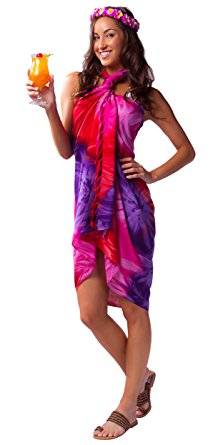 1 World Sarongs Womens Tie Dye Swimsuit Cover-Up Sarong in your choice of color