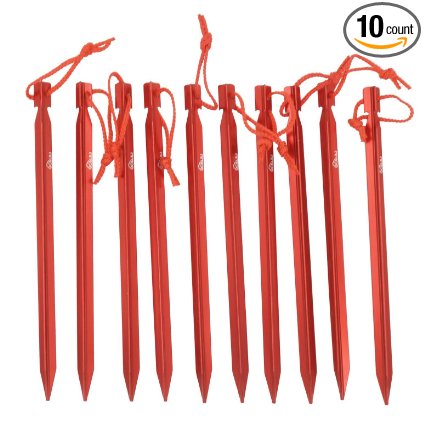 Kalili 9 inch Lengthen Aluminum Alloy Y shaped Tent Stakes Tent Pegs for Camping Hiking 10 Pcs