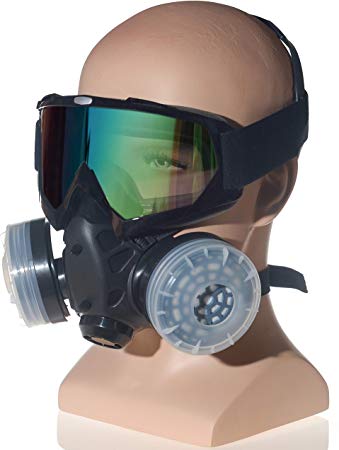 HXMY Anti-Dust Paint Respirator Reusable Face Mask Goggles Set