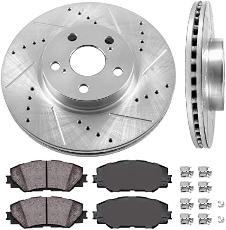 Callahan CDS02249 FRONT 275mm D/S 5 Lug [2] Rotors   Ceramic Brake Pads   Hardware [ fit Scion Toyota Corolla Matrix ]