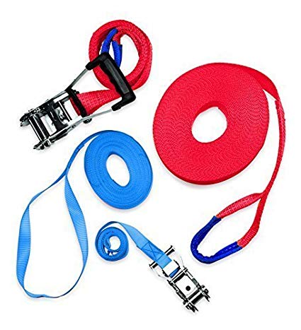 Classic Training Slackline, Nylon - Blue and Red - 50'L x 2"W