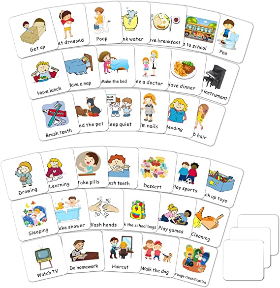 Magnetic Kids Chore Cards for Visual Schedules, Daily Routines Fridge Magnet for Kids Calendars and Behavior Charts, UCMD 40 PCS Chore Cards with Pictures