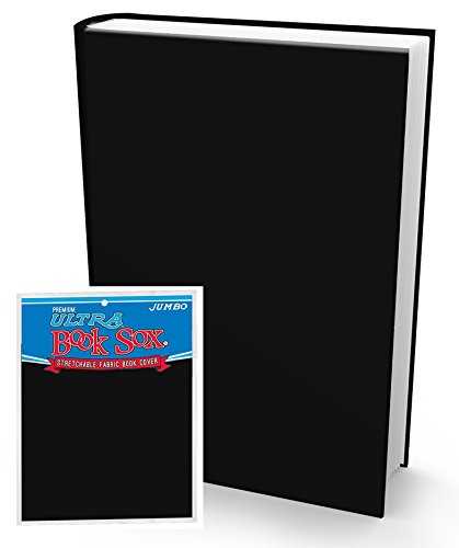 Book Sox Stretchable Book Cover: Jumbo Solid Black. Fits Most Hardcover Textbooks up to 9" x 11". Adhesive-Free, Nylon Fabric School Book Protector. Easy to Put On. Washable & Reusable Jacket.