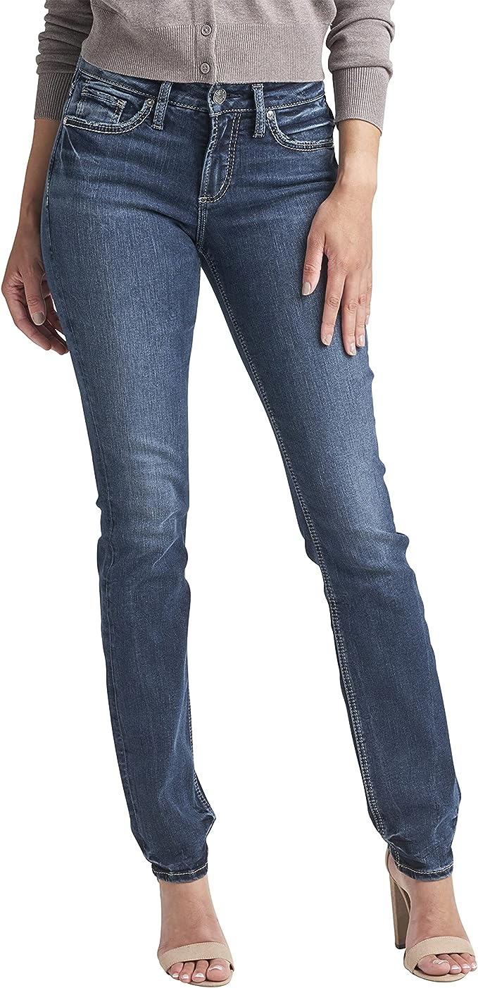 Silver Jeans Co. Womens Suki Mid Rise Straight Leg Jeans