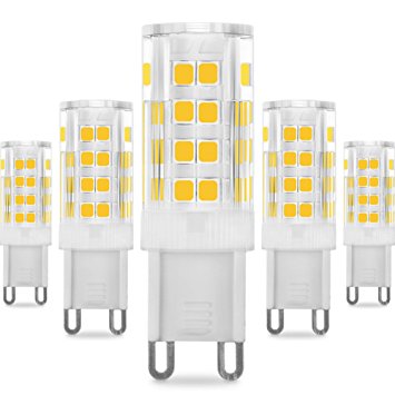 KINDEEP G9 LED Energy Saving Light Bulbs - 5W / 400LM, 40 Watt Halogen Bulb Equivalent, Warm White 3000K, 360° Beam Angle, 220-240V, 5-Pack