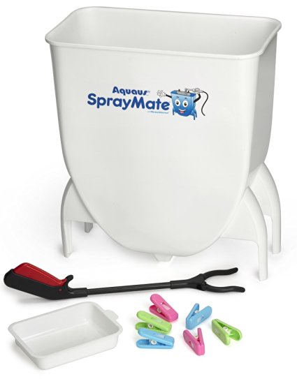 Aquaus SprayMate Cloth Diaper Sprayer Splatter Shield - Perfect for Rinsing Cloth Diapers, Bedpans, Potty Seat Bowls and More! Ergonomic Design Prevents Splattering and Airborne Germs / Bacteria