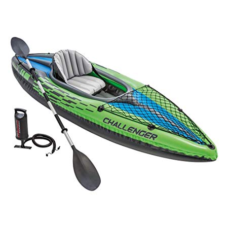 Challenger K1 Kayak, 1-Person Inflatable Kayak Set with Aluminum Oars and High Output Air Pump …