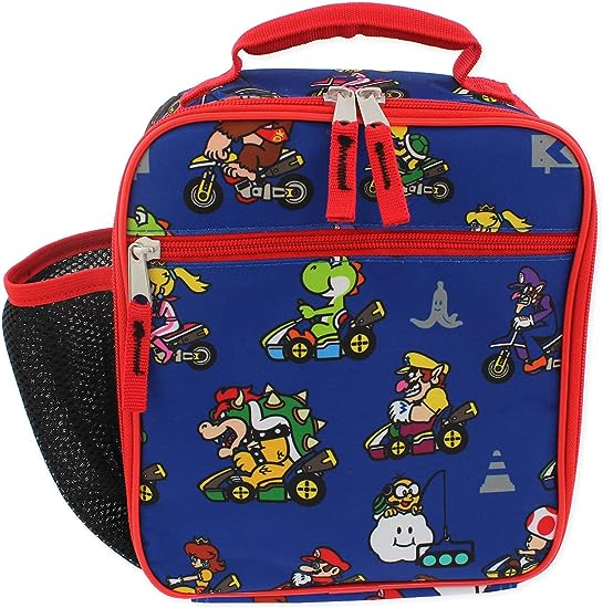 Nintendo Mario Kart Boy's Girl's Soft Insulated School Lunch Box (One Size, Blue)