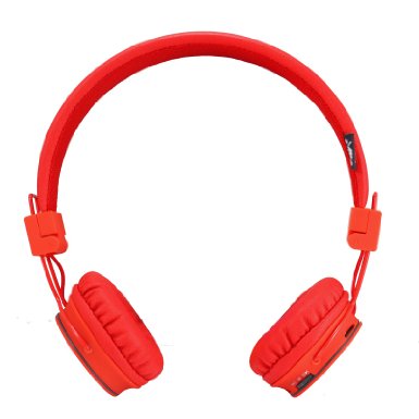 Rymemo Newest Wireless Bluetooth Headphones Over-Ear Hands Free Earphones Headset Featured Enhanced Bass Microphone TF Card Play Slot FM Radio 4 in 1 Earpieces Red